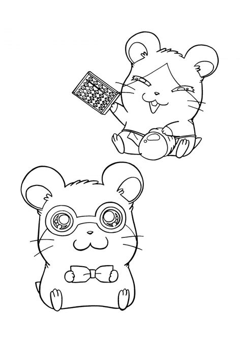 Coloriage Hamtaro Ernst et Topla dessin gratuit à imprimer