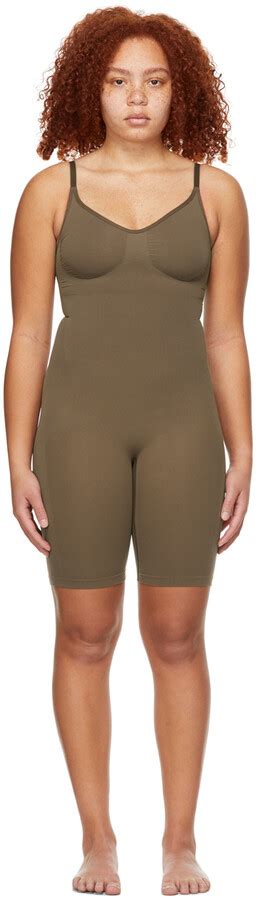 Skims Brown Seamless Sculpting Mid Thigh Bodysuit Shopstyle Shapewear