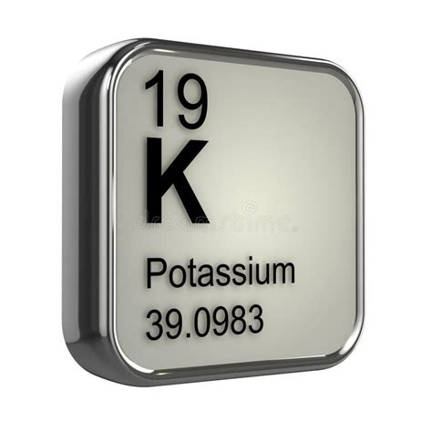 Potassium As Element 19 of the Periodic Table 3D Illustration on Blue ...