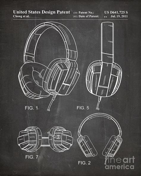 Headphones Patent, Head Phones Art - Chalkboard Digital Art by Patent ...