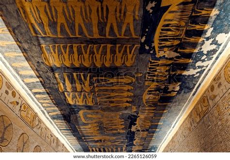 Ancient Egyptian Hieroglyphs Drawings On Ceiling Stock Photo 2265126059 ...