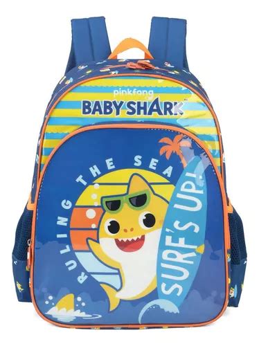 Mochila Luxcel Mochila De Costas Luxcel Baby Shark Azul Color Naranja