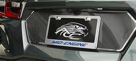 2020 2023 C8 Corvette Stainless License Plate Frame Mid Engine Script