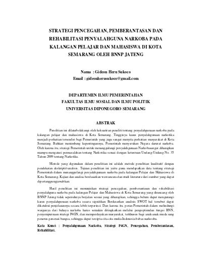 Strategi Pencegahan Pemberantasan Dan Rehabilitasi Penyalahguna