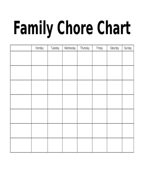 Weekly Family Chore Chart Free Download