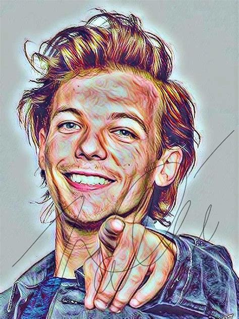 Louis Tomlinson Drawing Sketch Illustration Wall Art Print One