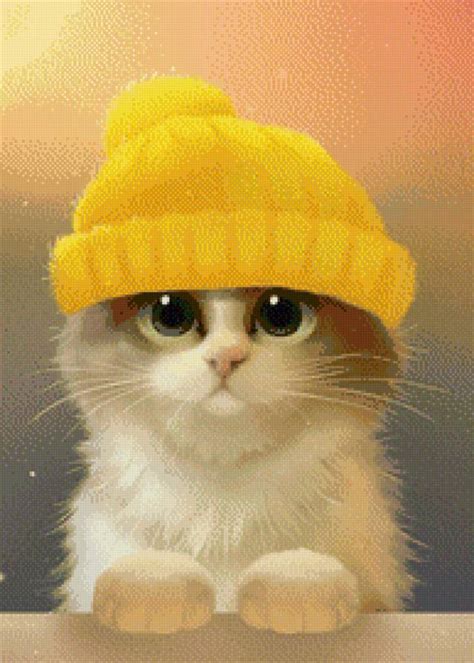 Предпросмотр схемы вышивки «Котик в шапочке» (№723226) - Вышивка крестом