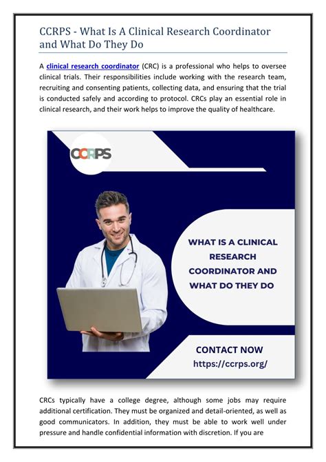 Ppt Ccrps What Is A Clinical Research Coordinator And What Do They