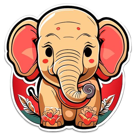 Premium Vector | Asian elephant flat sticker cartoon style illustration