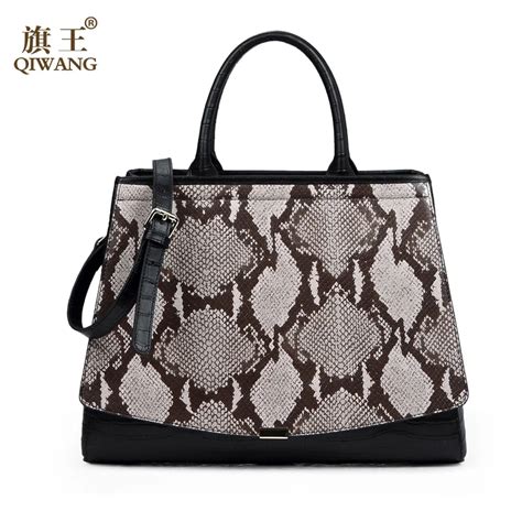 Qiwang Large Tote Bag England Brand Designer Genuine Leather Bags