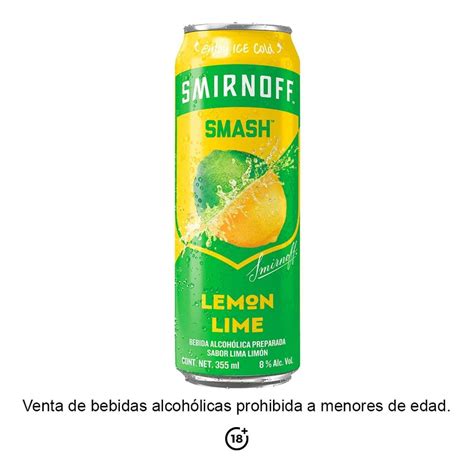 Bebida alcohólica preparada Smirnoff Smash sabor lima limón 355 ml