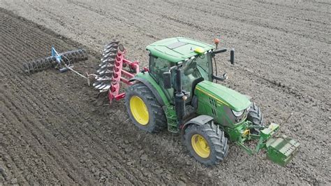 John Deere 6130R Onland Ploughing With Ovlac 8 Furrow And Press John