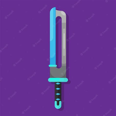 Premium Vector Vector Illustration Of A Blue Sword With Iron Frame