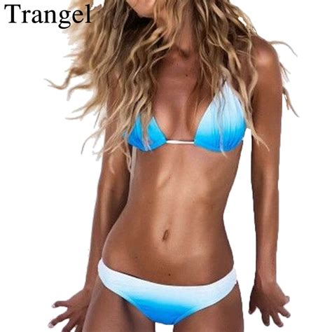 Trangel 2018 bikini mujer Push Up swimwear Strappy Tie up traje de baño