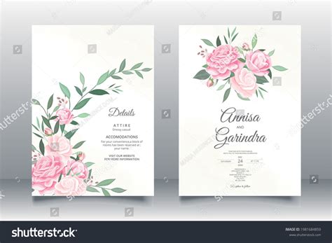 Beautiful Floral Frame Wedding Invitation Card Stock Vector Royalty Free 1981684859 Shutterstock