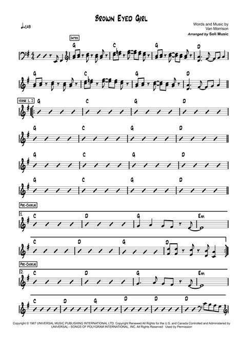 Brown Eyed Girl Arr Soli Music By Van Morrison Sheet Music For Lead