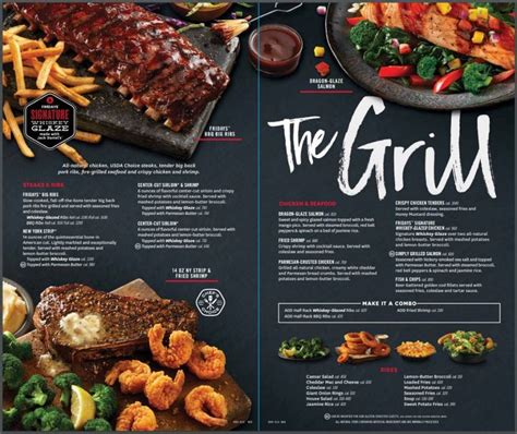 the grill menu is shown with different foods on it