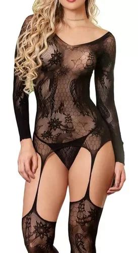 Lingerie Sexy Macac O Arrast O Manga Longa Sensual Renda Parcelamento