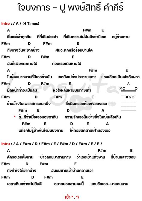 คอร์ดเพลง ใจบงการ ปู พงษ์สิทธิ์ คำภีร์ [คอร์ดเพลงง่ายๆ] Lenguitar