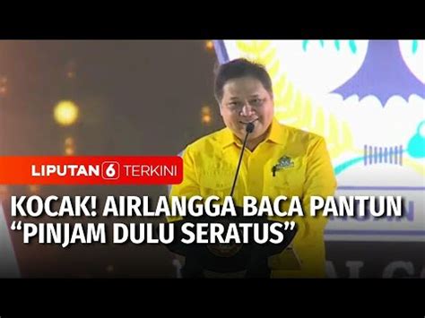 Kocak Airlangga Baca Pantun Pinjam Dulu Seratus Di Hut Ke Partai