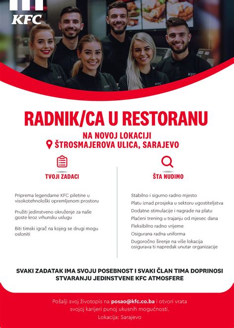 Radnik u restoranu m ž KFC Klix Posao