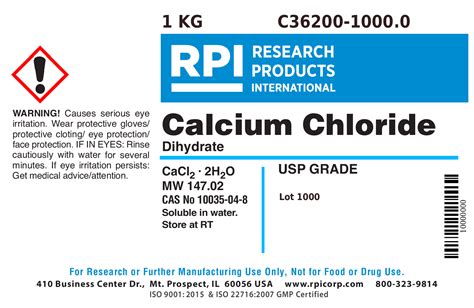 C Calcium Chloride Dihydrate Usp Grade Kilogram