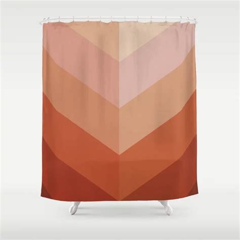 Buy Chevron Geometry 3 Terracotta Shower Curtain By Domvariwords