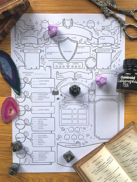 Dnd 5e Wizard Character Sheet Printable Download For Dungeons And Dragons 5th Edition Dnd Druid