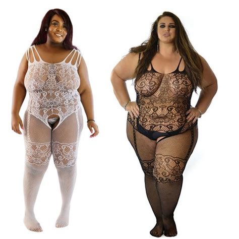 UK Plus Size 6 28 Fishnet Bodysuit Bodystocking Lingerie Open Crotch Sexy BBW EBay