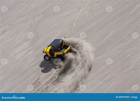 Yellow Side by Side Buggy Racing by in the Sand Dunes Stock Image ...