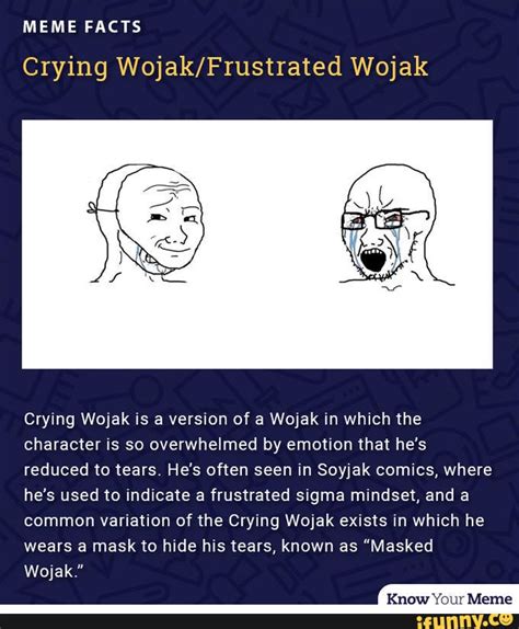 Heyo Lol Meme Facts Crying Wojak Crying Wojak Is A Version Of A Wojak