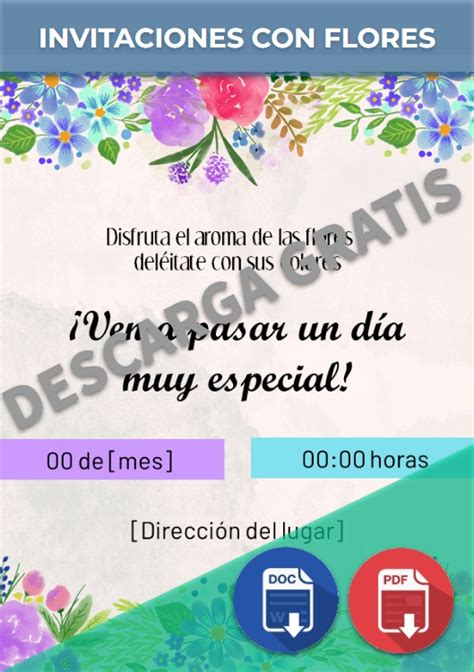 Invitaciones Con Flores Powerpoint Canva Ejemplos Y Plantillas