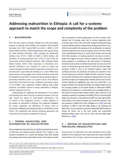 PDF Addressing Malnutrition In Ethiopia A Call For A Systems