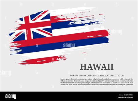 Hawaii US Flag Grunge Brush And Text Poster Vector Stock Vector Image