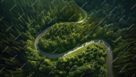 Premium AI Image | A winding road in the forest