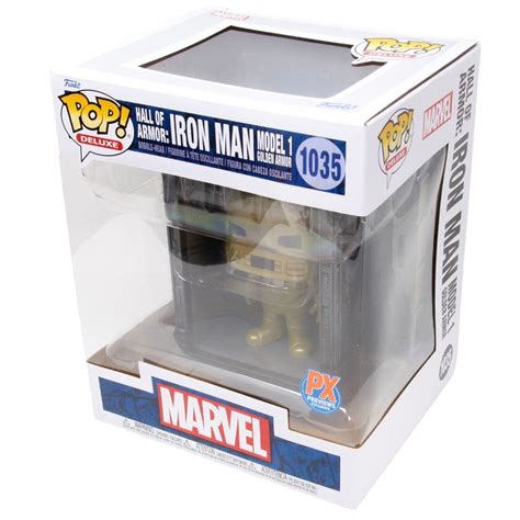 Funko Pop Deluxe Marvel Hall Of Armor Iron Man Model 1 Golden Armor Px Previews Exclusive Gold