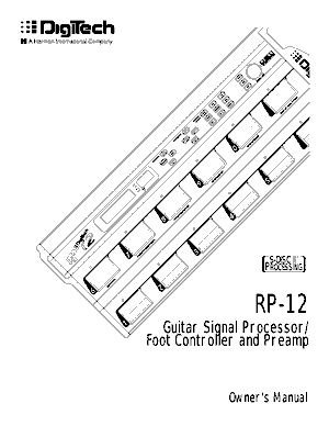 Free Audio Service Manuals D Digitech Digitech Rp