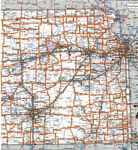 Kansas state highway map with truck routes roads map trucker drivers - usa