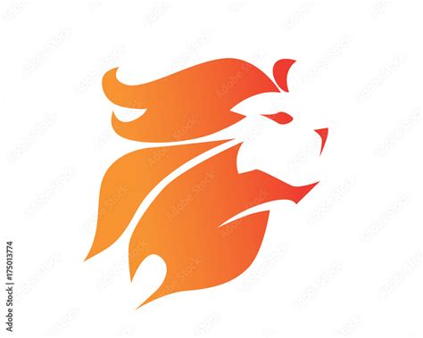 Modern Flaming Brave Lion Logo Stock Vector | Adobe Stock