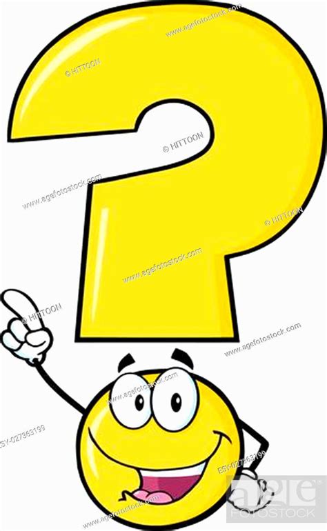 Happy Yellow Question Mark Cartoon Character Pointing With Finger