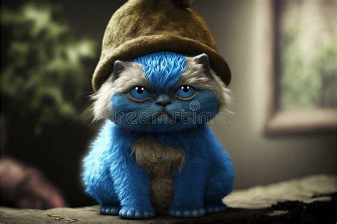 Cat As Smurfette Charachter Illustration Generative Ai Editorial Image ...