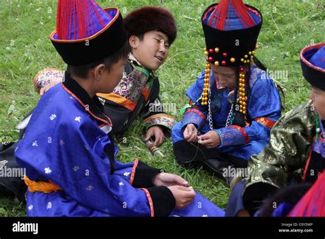 Buryat children in national costumes at folklore festival Stock Photo - Alamy