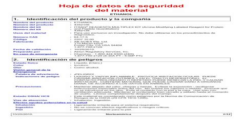 Hoja De Datos De Seguridad Del Material · Límites De