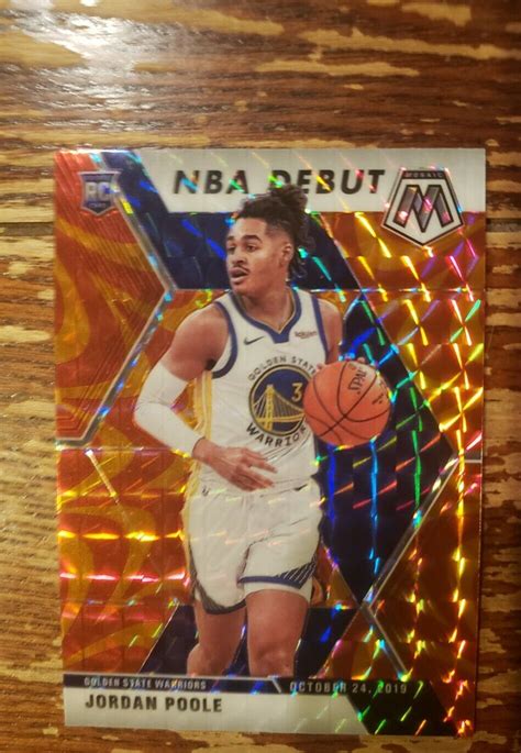 2019 20 Panini Mosaic Jordan Poole Rookie 261 Orange Reactive NBA