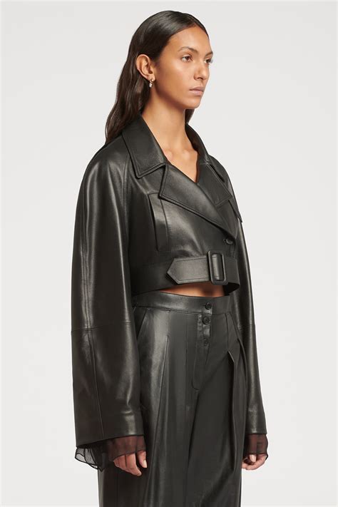 Cropped Leather Jacket with Sleeve Detail – Ports1961