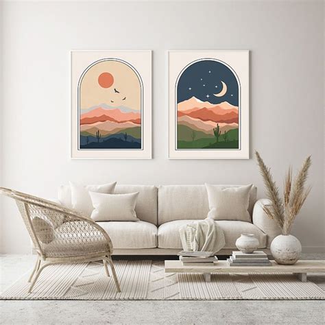 Sun and Moon Art Print Set of 2 - Digital Download