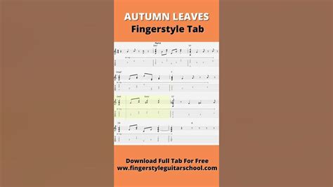 Autumn Leaves Full Fingerstyle Guitar Tab With Free Pdf Download Youtube