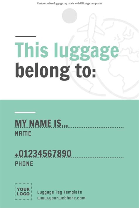 Free Editable Luggage Tag Templates