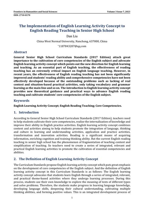 Pdf The Implementation Of English Learning Activity Concept To