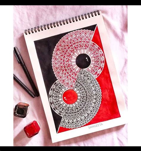 Red And Black Mandala Art